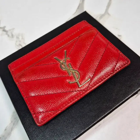 Saint Laurent Cassandre Matelassé Card Holder in Gold-Tone