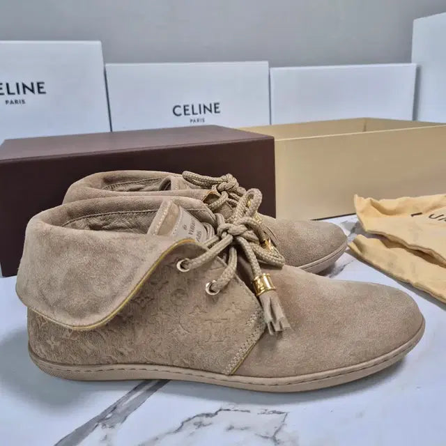 Louis Vuitton Monogram Suede Boots, Size 34.5