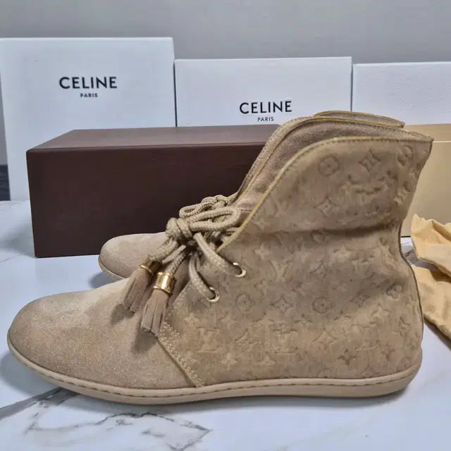 Louis Vuitton Monogram Suede Boots, Size 34.5