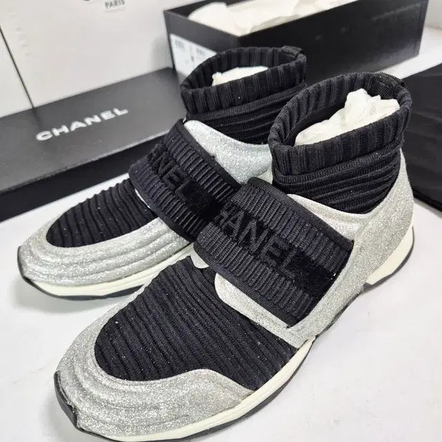 Chanel Glitter Mid-Cut Sneakers, Size 35
