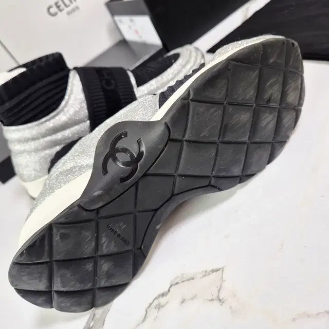 Chanel Glitter Mid-Cut Sneakers, Size 35