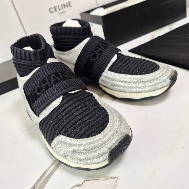 Chanel Glitter Mid-Cut Sneakers, Size 35