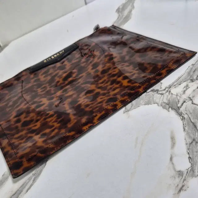Givenchy Leopard Patent Leather Pouch Clutch Bag