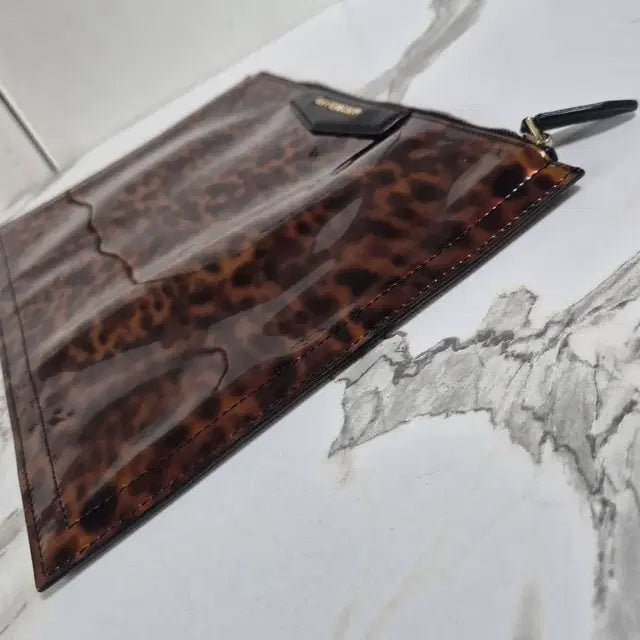 Givenchy Leopard Patent Leather Pouch Clutch Bag