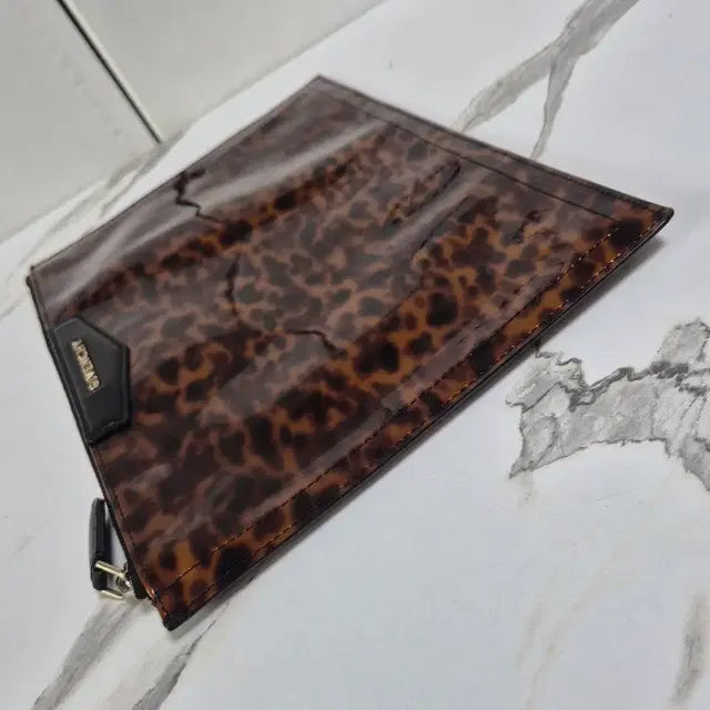 Givenchy Leopard Patent Leather Pouch Clutch Bag