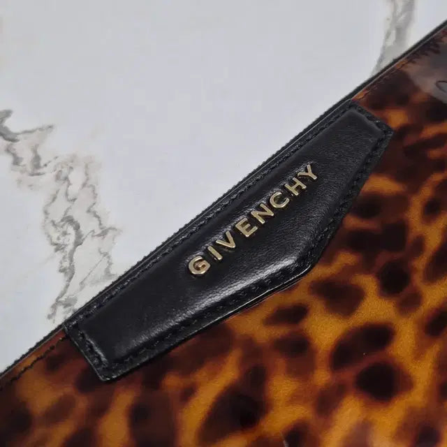 Givenchy Leopard Patent Leather Pouch Clutch Bag