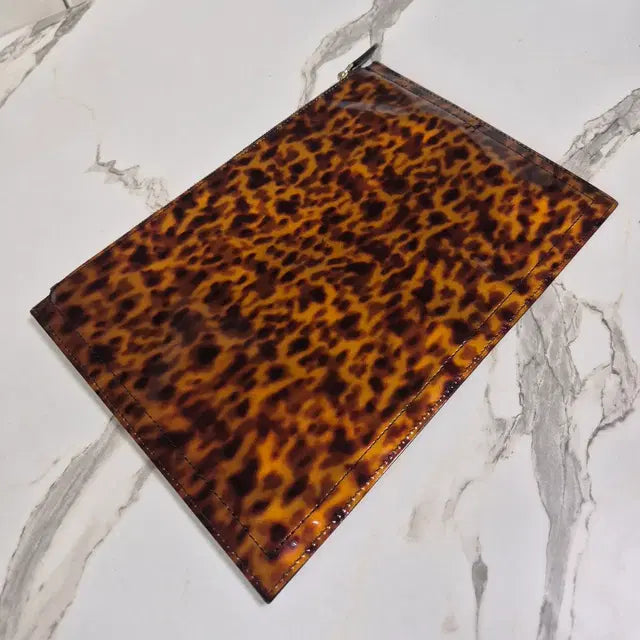 Givenchy Leopard Patent Leather Pouch Clutch Bag