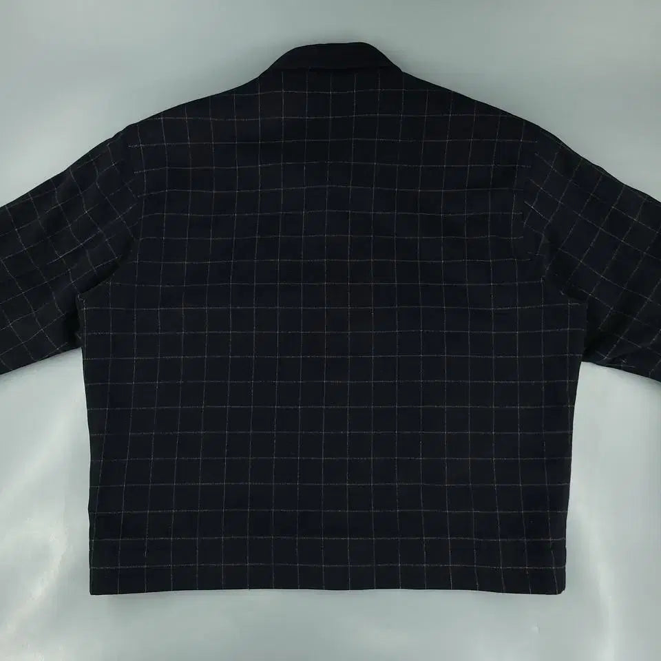 YSL Saint Laurent Pour Homme 00s Deep Navy Grid Windowpane Wool Blue