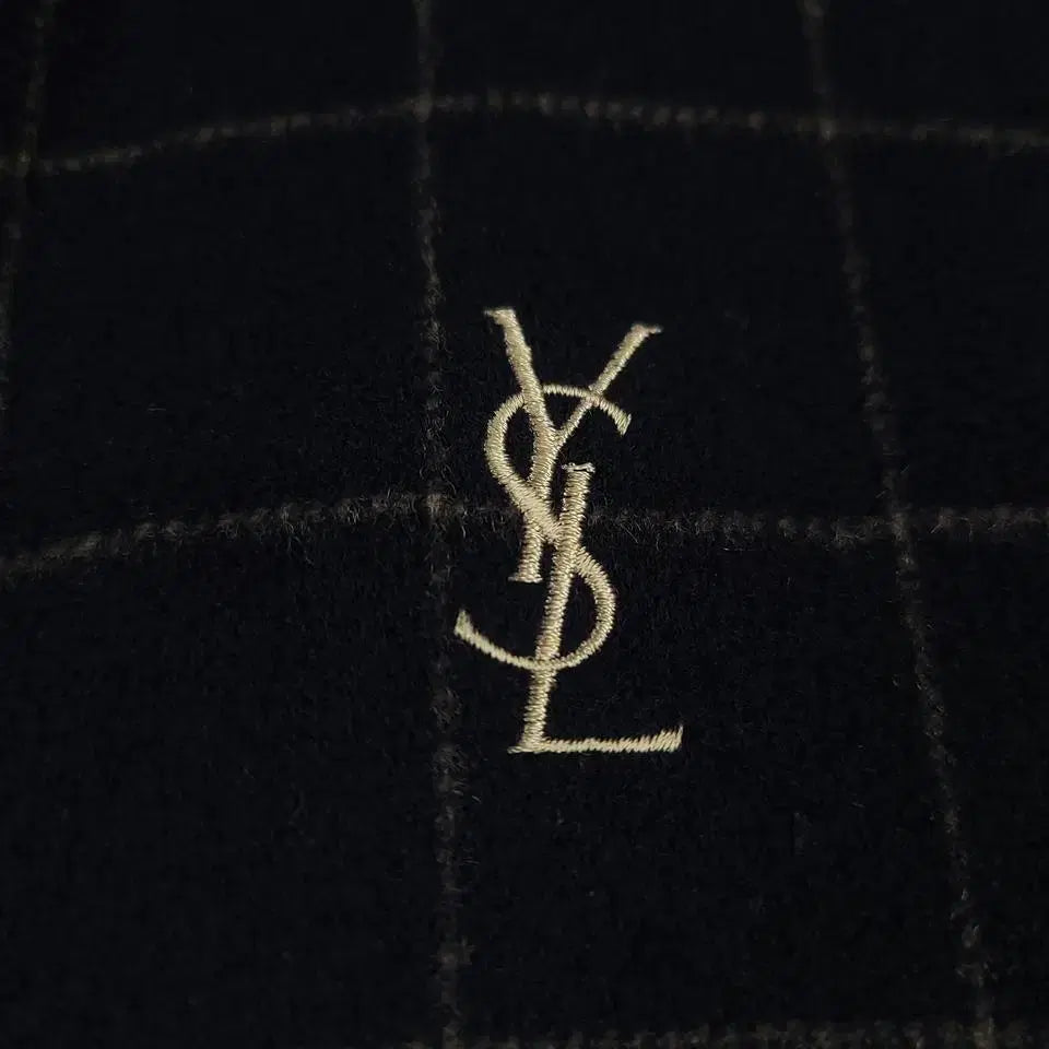 YSL Saint Laurent Pour Homme 00s Deep Navy Grid Windowpane Wool Blue