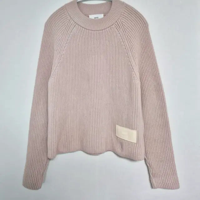 AMI Logo Patch Wool Blend Women’s Knit Sweater, Size S