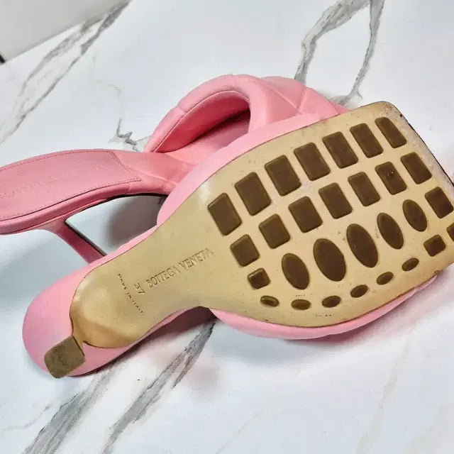 Bottega Veneta Lido Pink Quilted Mule Sandals, Size 37