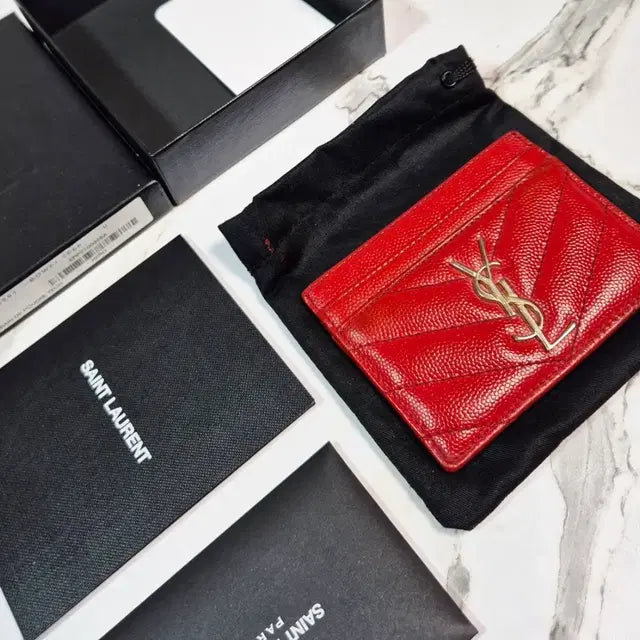 Saint Laurent Cassandre Matelassé Card Holder in Gold-Tone