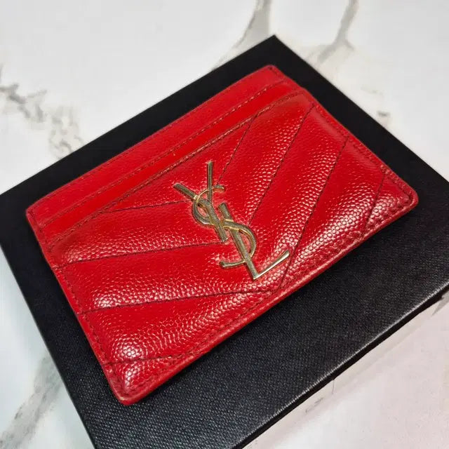 Saint Laurent Cassandre Matelassé Card Holder in Gold-Tone