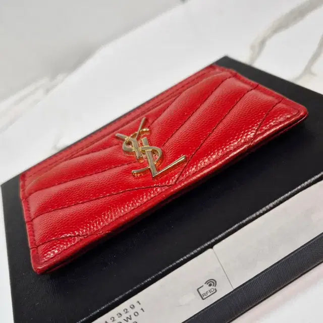 Saint Laurent Cassandre Matelassé Card Holder in Gold-Tone