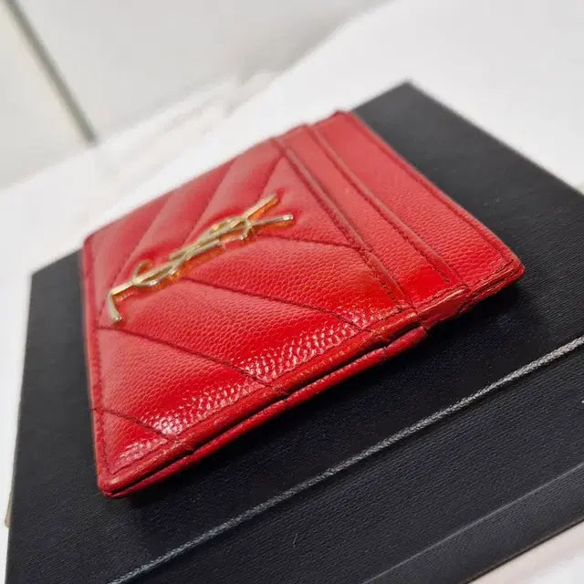 Saint Laurent Cassandre Matelassé Card Holder in Gold-Tone