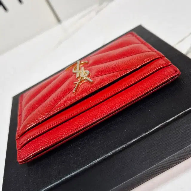 Saint Laurent Cassandre Matelassé Card Holder in Gold-Tone