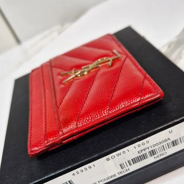 Saint Laurent Cassandre Matelassé Card Holder in Gold-Tone