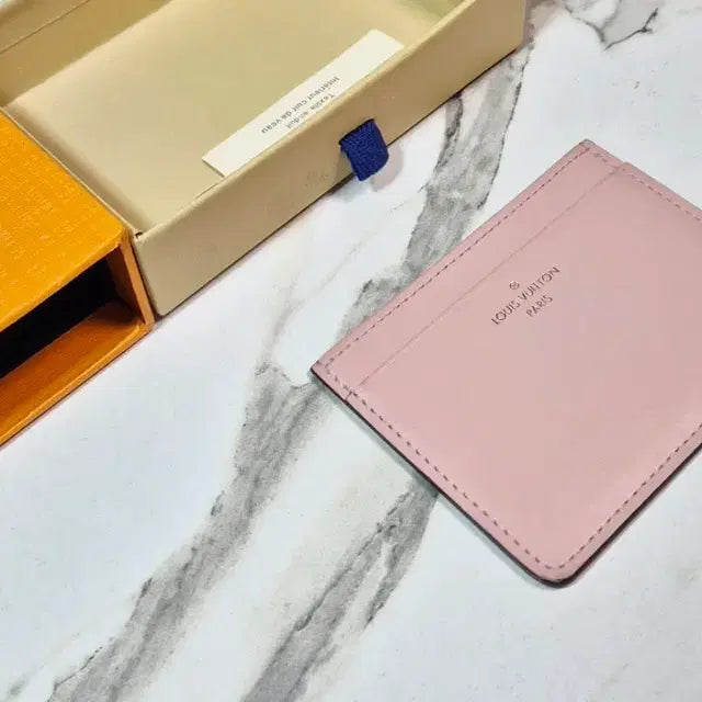 Louis Vuitton Pink Leather Card Holder Wallet