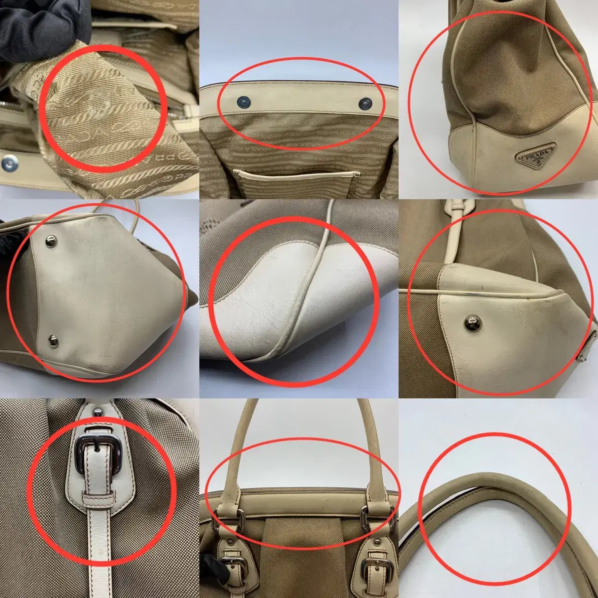 PRADA Jacquard Frame Canvas Tote Bag in Beige
