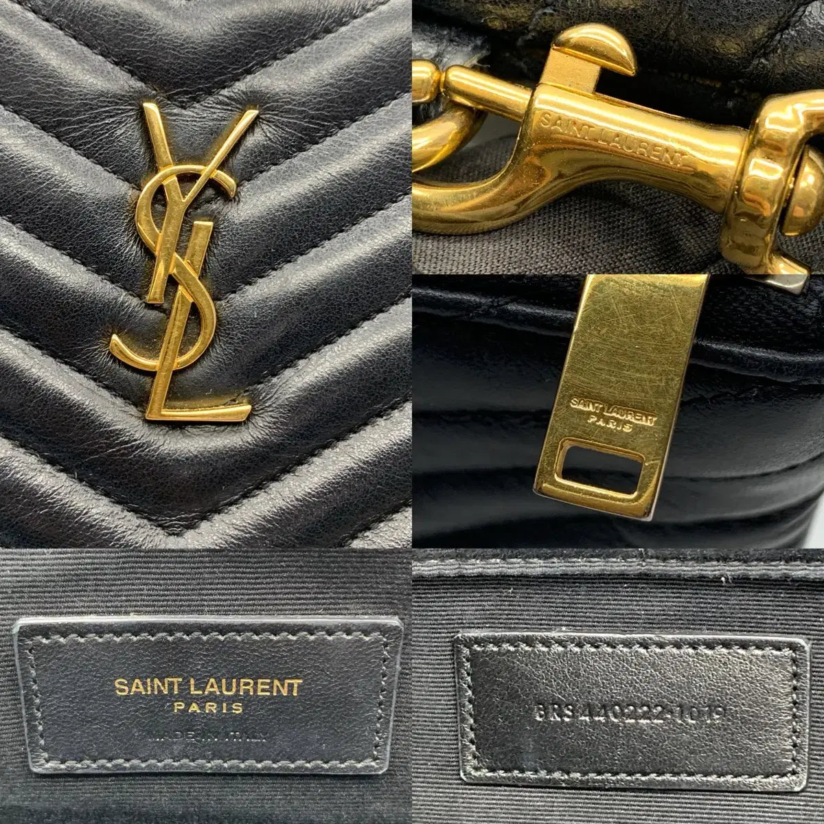 SAINT LAURENT Monogram Matelassé Strap Clutch Bag in Black