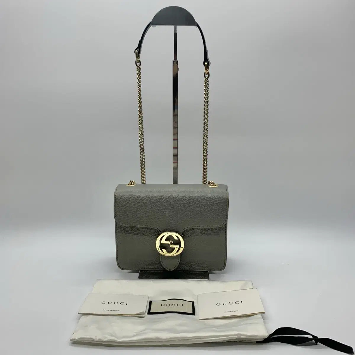 GUCCI Interlocking G Chain Small Shoulder Bag 510304 in Gray
