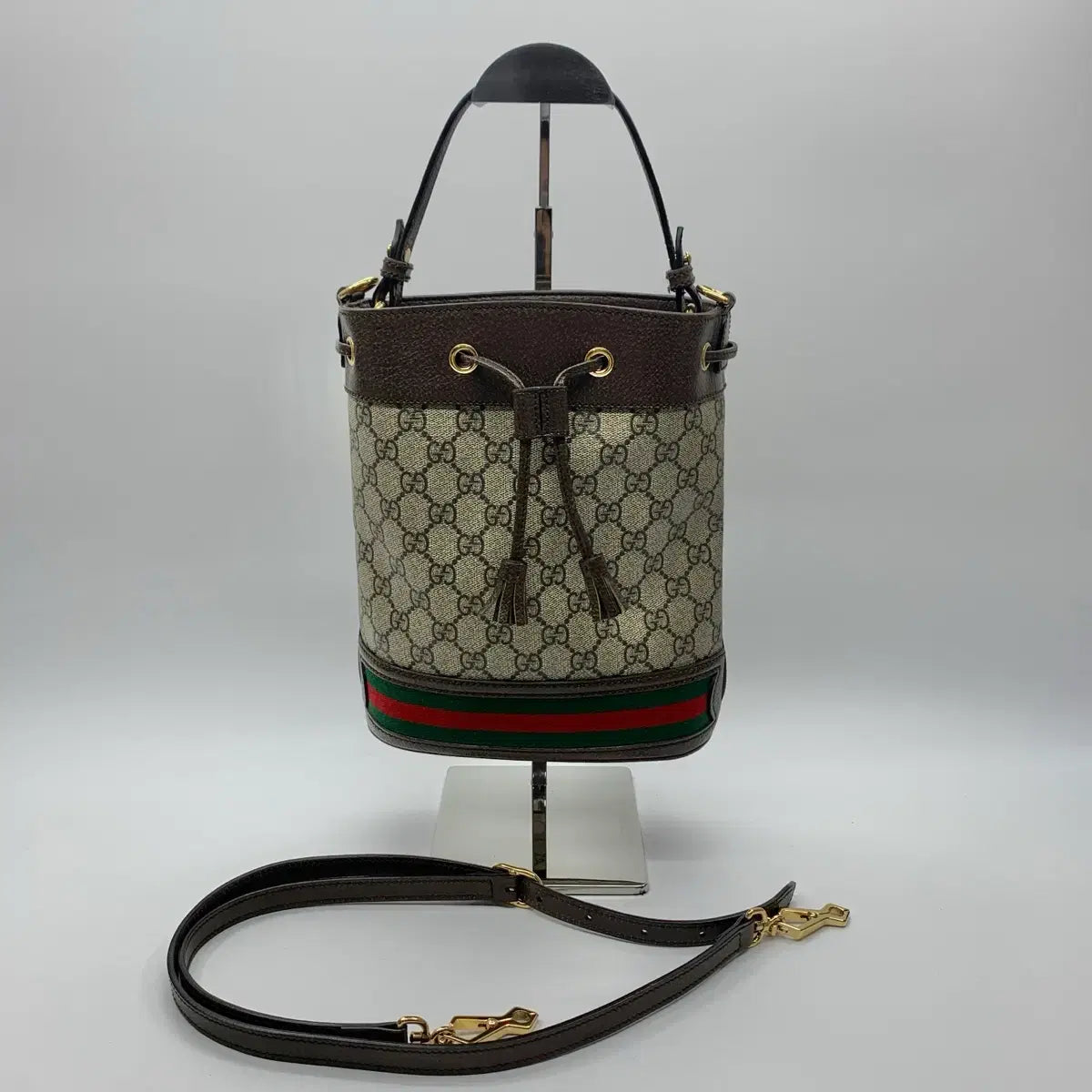 GUCCI Ophidia Small 2-Way Bucket Bag 550621 in Brown