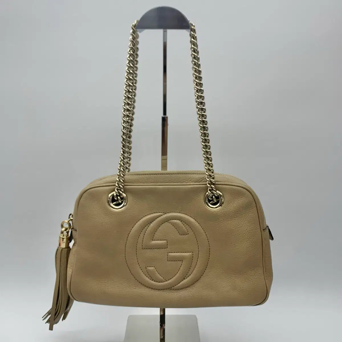 GUCCI Soho Leather Chain Shoulder Bag 308983 in Beige