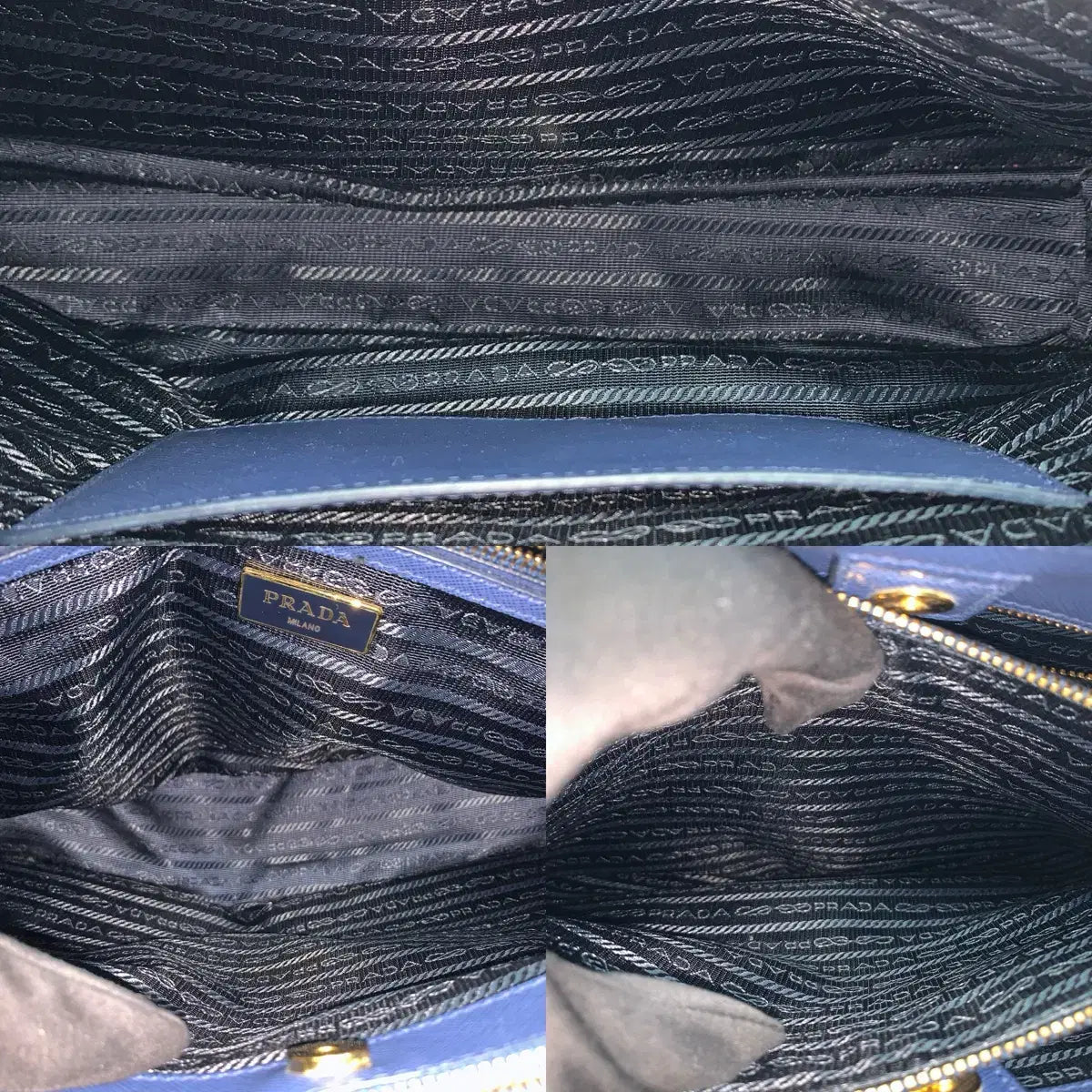 PRADA Saffiano Lux Tote Bag in Blue with Gold-Tone Hardware