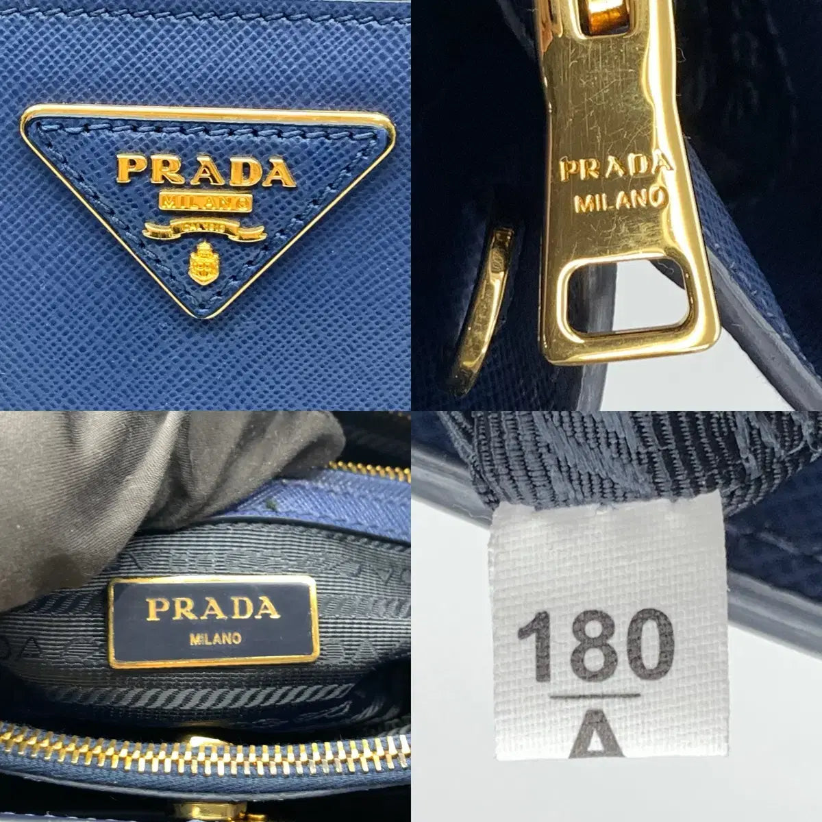 PRADA Saffiano Lux Tote Bag in Blue with Gold-Tone Hardware