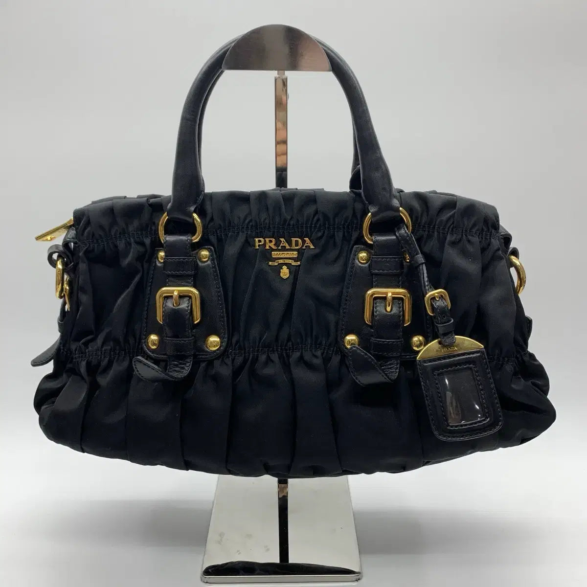 PRADA Gaufre Tote Shoulder Bag in Black