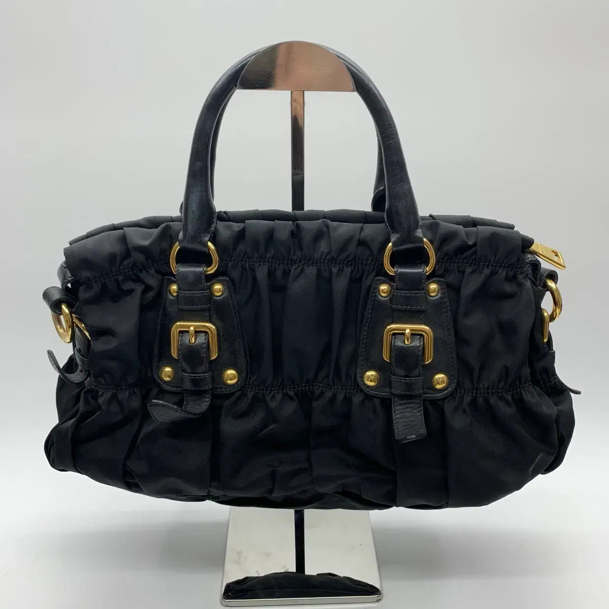 PRADA Gaufre Tote Shoulder Bag in Black