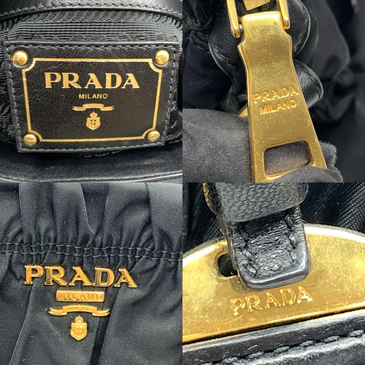 PRADA Gaufre Tote Shoulder Bag in Black