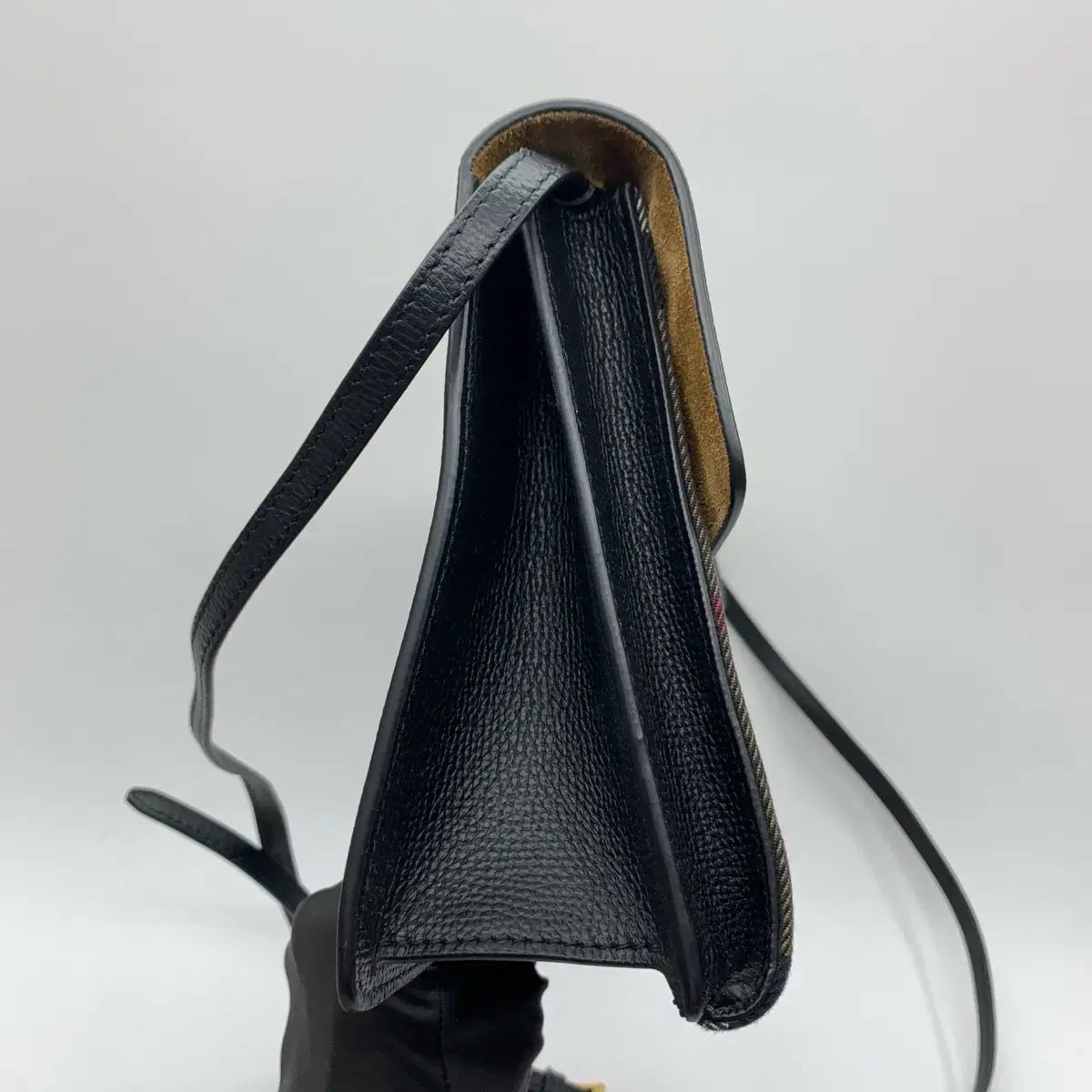 Burberry House Check Canvas Leather Macken Crossbody Bag in Black