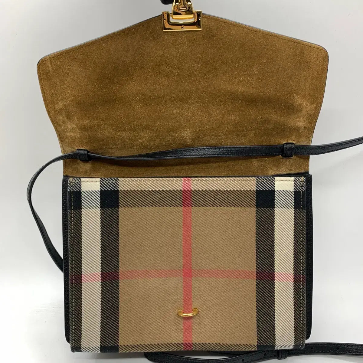 Burberry House Check Canvas Leather Macken Crossbody Bag in Black