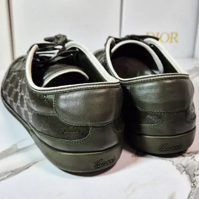Gucci GG Green Leather Sneakers, Size 325