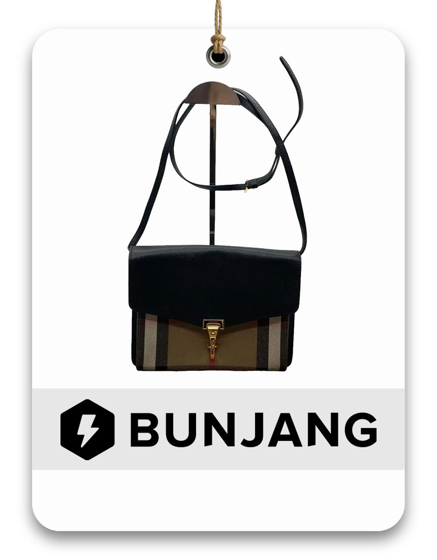 Burberry House Check Canvas Leather Macken Crossbody Bag in Black